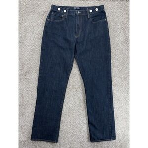 Gap Standard Fit Jeans Mens 34x36 Blue Dark Indigo 100% Cotton Suspender Buttons